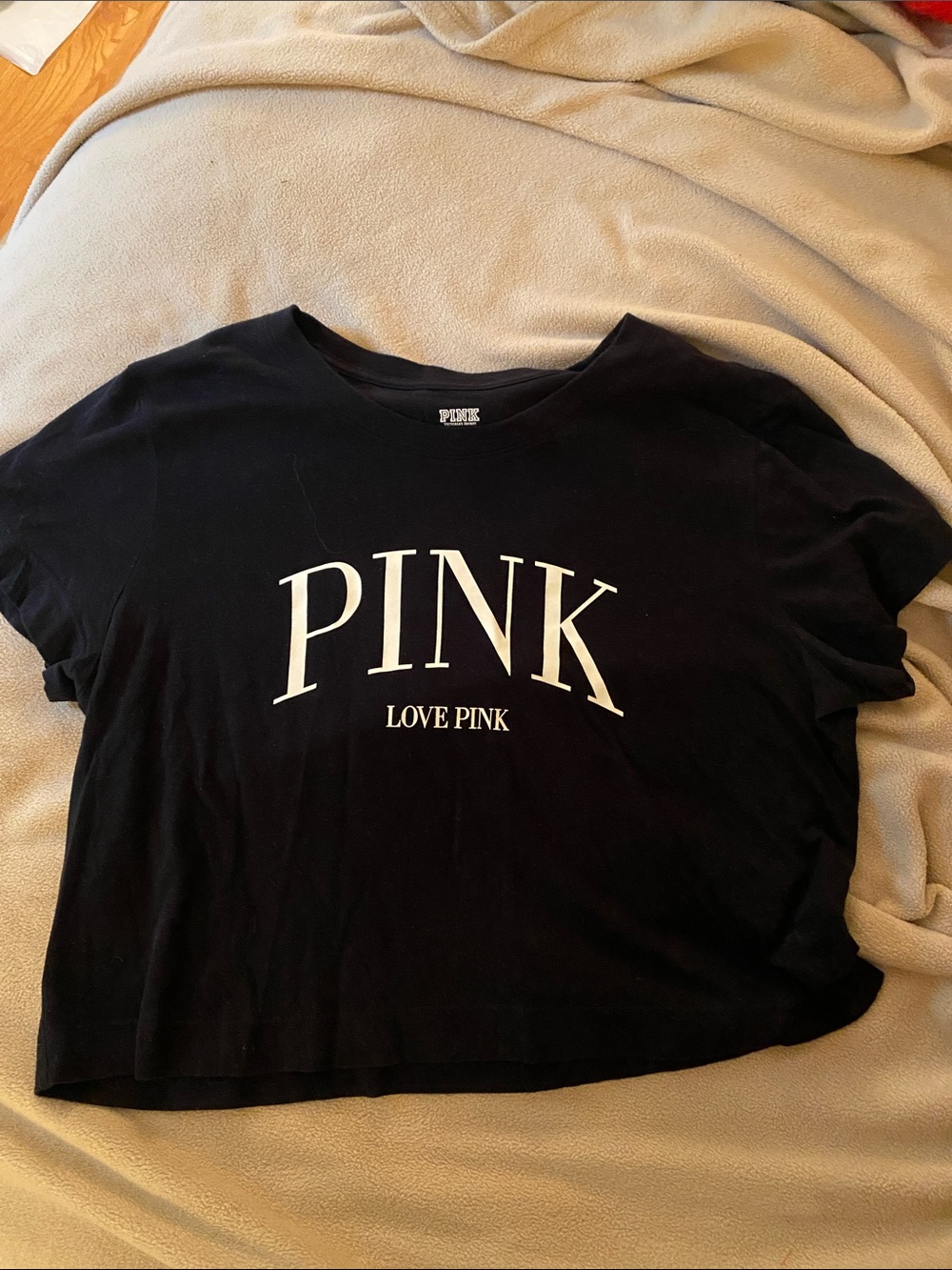 PINK Victoria's Secret Black Tee with White Logo - Kids